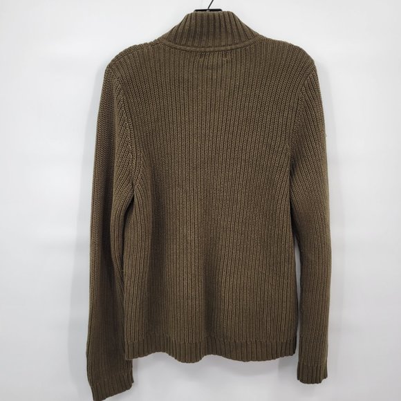 Jones New York Women Green Ribbed Full Zip Front Knit Sweater Jacket Size Medium - Picture 4 of 8